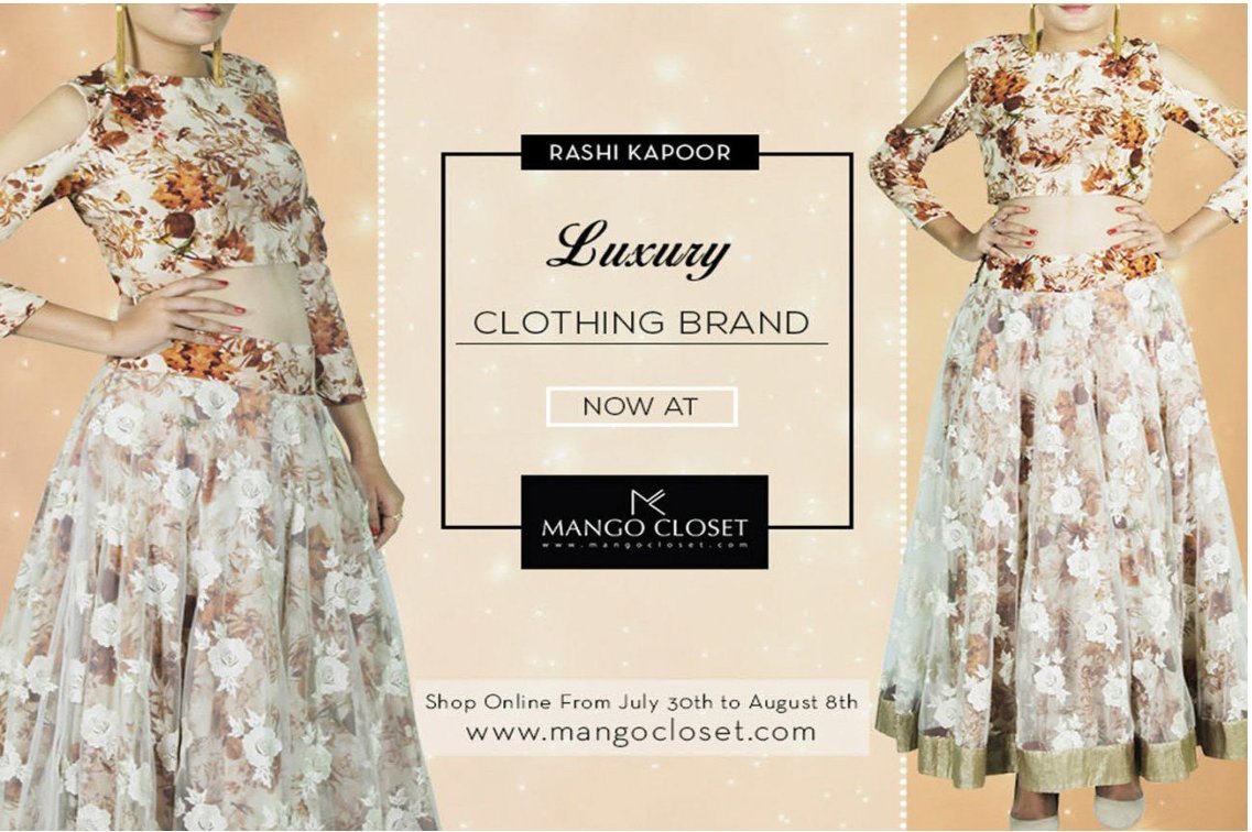 Mango Closet creative by Story Design announcing Rashi Kapoor's luxury clothing brand